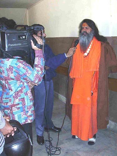 Swamiji giving an interview