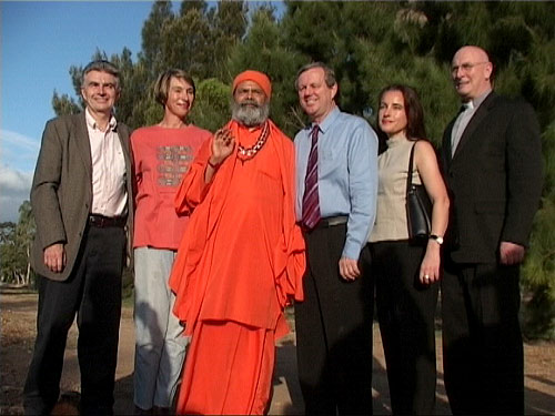 Minister for Environment, Mr John Hill, Minister for Education, Ms Jane Lomax-Smith, His Holiness Swamiji, Mr and Ms Rann, Monsignor David Cappo, at the Tree Planting Ceremony