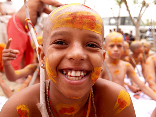 One of the Jadan Ashram Hostel students participating in a special Brahmacharya ceremony