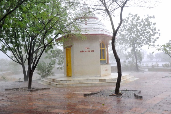 Heavy monsoon rains bring relief to thirsty nature and people in Jadan ashram